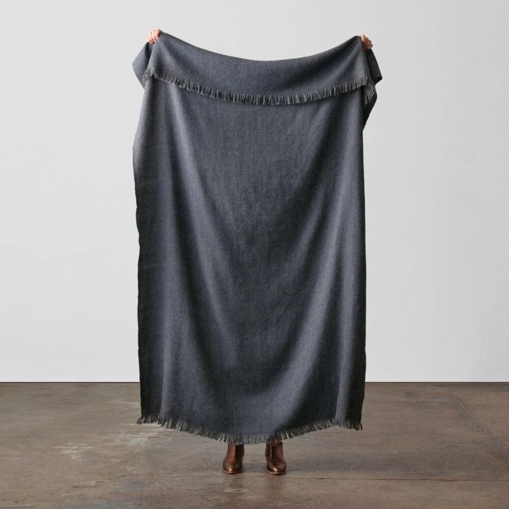 The Citizenry - La Calle - Handwoven Baby Alpaca Throw - Stone Blue - 70" x 50" - Picture 3 of 6